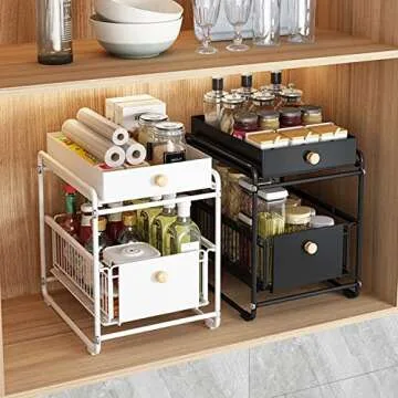 CBYJK Stackable Under Sink Organizer with Sliding Drawers