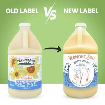 VERMONT SOAP Body Wash, Natural Body Wash with Shea Butter, Mild Gel Body Wash for Moisturizing and ...
