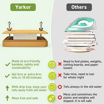 Bamboo Tofu Press, Built in Tofu Strainer and Drip Tray with Cheesecloth- Easily Remove Water from Tofu, Tofu Drainer and Squeezer, Fit for Tofu Size 16oz, Great Gift for Tofu Lover