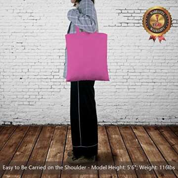 TOPDesign 12-Pack Economical 16"x15" Pink Cotton Tote Bag, Lightweight Medium Reusable Grocery Shopp...