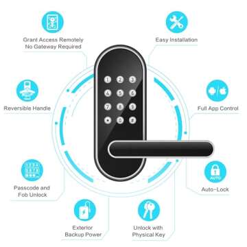 Keyless-Entry Keypad Electronic Door Lock: Digital Smart Lock with Code Passcode, Electric Door Knob/Handle, Perfect for Entry Doors, Bedroom Doors (Silver, App Control, Non-Fingerprint)