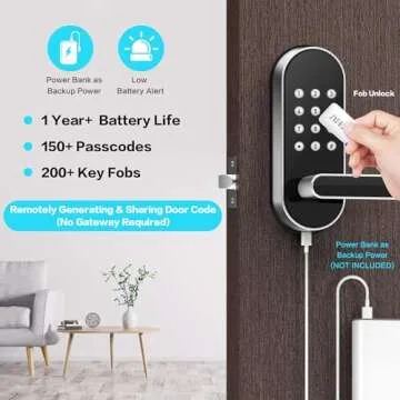 Keyless-Entry Keypad Electronic Door Lock: Digital Smart Lock with Code Passcode, Electric Door Knob/Handle, Perfect for Entry Doors, Bedroom Doors (Silver, App Control, Non-Fingerprint)