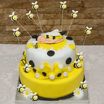 24 Bee Cupcake Toppers for Celebrations and Decor
