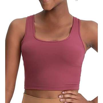 Lavento Longline Sports Bra for Women Yoga Crop Tank Top with Built in Bra (Blush, 6)