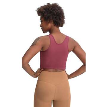 Lavento Longline Sports Bra for Women Yoga Crop Tank Top with Built in Bra (Blush, 6)