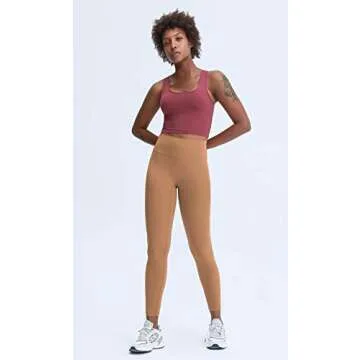 Lavento Longline Sports Bra for Women Yoga Crop Tank Top with Built in Bra (Blush, 6)