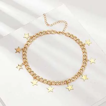 Doubnine Star Chunky Choker Necklace - Handmade Gold Jewelry