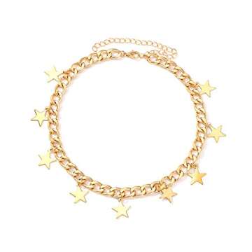 Doubnine Star Chunky Choker Gold Chain Charm Necklace Handmade Women Danity Fashion Jewelry