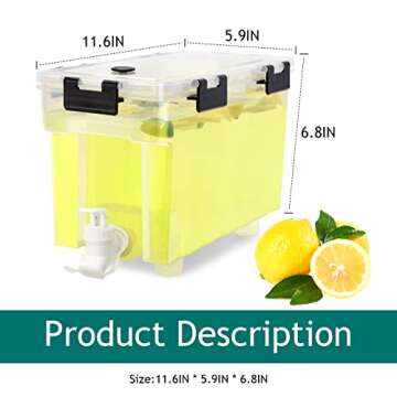 Versatile 1 Gallon Drink Dispenser for Fridge