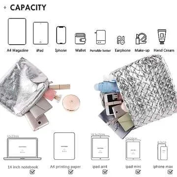 JINMANXUE Women Boston Bag Woven Vegan Leather Handbags Female Satchel Messenger Bag Fashion Shoulder Bag Casual Hobo (Silver)