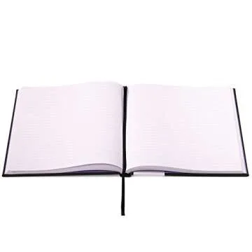 Eccolo Large Lined Journal Notebook, Hardbound Cover, Writing Journal, 256 Ruled White Pages, Ribbon Bookmark, Lay Flat, Desk Size for Work or School, Growing & Glowing (Black, 8x10 inches)