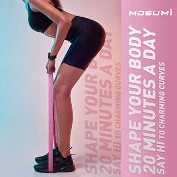 3 Pack Long Resistance Bands, MOSUMI Fabric Pull Up Assistance Bands, Workout Bands, Exercise Bands for Workout, Training, Fitness, Yoga