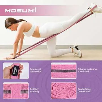 3 Pack Long Resistance Bands, MOSUMI Fabric Pull Up Assistance Bands, Workout Bands, Exercise Bands for Workout, Training, Fitness, Yoga