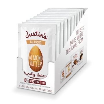 JUSTIN'S Classic Gluten-Free Almond Butter Squeeze Packs, 1.15 Ounce (Pack of 10)