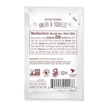 JUSTIN'S Classic Gluten-Free Almond Butter Squeeze Packs, 1.15 Ounce (Pack of 10)