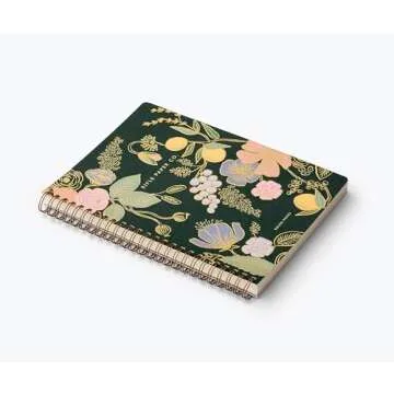 RIFLE PAPER CO. Colette Spiral-Bound Notebook, 150 Pages, Inner Storage Pocket Folders, Full Color Cover Features Metallic Gold Foil Accents. 8.25" L x 6.25" W
