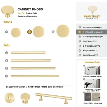 Stylish QOGRISUN Solid Brass Cabinet Knobs for Any Home