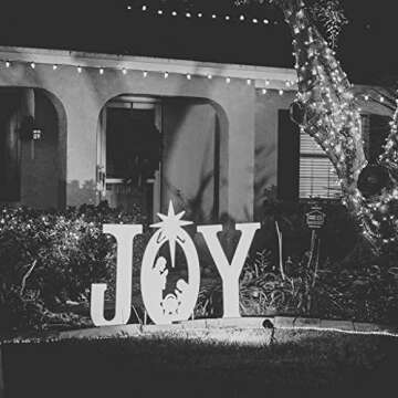 Teak Isle Christmas Joy Nativity Yard Sign. Weatherproof Outdoor Christmas Decor. Made in USA, Durable Materials, Simple Assembly, Compact Storage. White. Solid Plastic