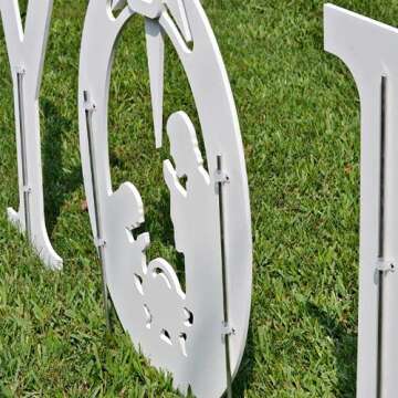 Teak Isle Christmas Joy Nativity Yard Sign. Weatherproof Outdoor Christmas Decor. Made in USA, Durable Materials, Simple Assembly, Compact Storage. White. Solid Plastic