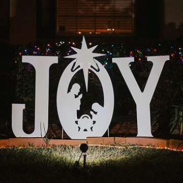 Teak Isle Christmas Joy Nativity Yard Sign. Weatherproof Outdoor Christmas Decor. Made in USA, Durable Materials, Simple Assembly, Compact Storage. White. Solid Plastic