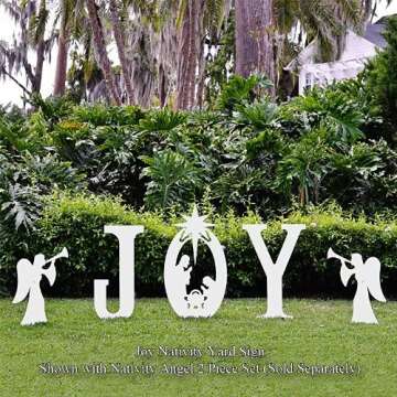 Teak Isle Christmas Joy Nativity Yard Sign. Weatherproof Outdoor Christmas Decor. Made in USA, Durable Materials, Simple Assembly, Compact Storage. White. Solid Plastic