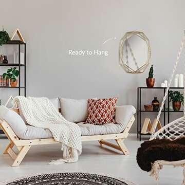 Mirrorize, 22x17 Framed Gold Hexagon Mirror, Geometric Hanging Modern Metal Frame Accent Wall Mirror for Bathroom Entryway Bedroom (IMP8449)