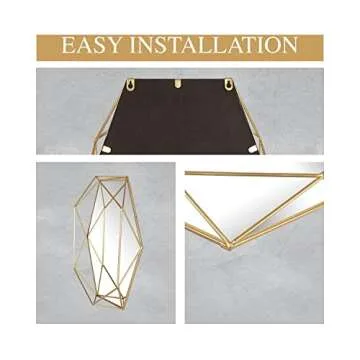 Mirrorize, 22x17 Framed Gold Hexagon Mirror, Geometric Hanging Modern Metal Frame Accent Wall Mirror for Bathroom Entryway Bedroom (IMP8449)