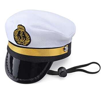 Yewong Pet Captain Costume Set Dog Cat Sea Sailor Hat with Pet Necktie/Bowtie for Cat Puppy Navy Hal...