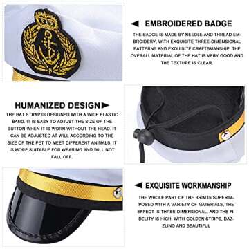 Yewong Pet Captain Costume Set Dog Cat Sea Sailor Hat with Pet Necktie/Bowtie for Cat Puppy Navy Halloween Cosplay Party Supplies Photo Props (Bowtie Set-3)