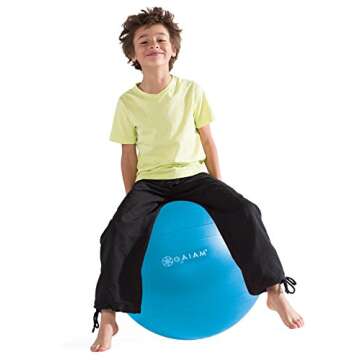 Gaiam Kids Balance Ball - Exercise Stability Yoga Ball, Kids Alternative Flexible Seating for Active Children in Home or Classroom (Satisfaction Guarantee), Blue, 45cm (2.09 Pounds)