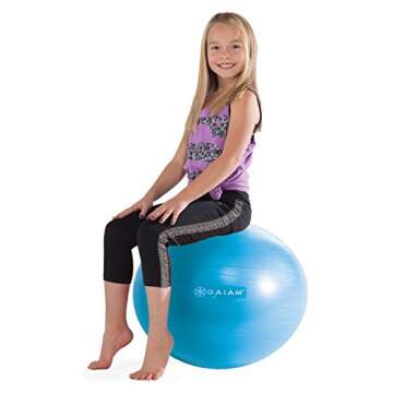 Gaiam Kids Balance Ball - Exercise Stability Yoga Ball, Kids Alternative Flexible Seating for Active Children in Home or Classroom (Satisfaction Guarantee), Blue, 45cm (2.09 Pounds)