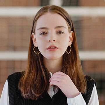 Aobei Pearl 18K Gold Big Square Hoop Earrings Delicate Screw Thread Spring Coil Huggie Earrings Minimalist Leverback Ear Jewelry for Women