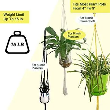 Free-Air Macrame Plant Hangers Indoor Outdoor,41'' Simple Design Flower Pot Hanger,Hanging Planters Holder Basket Handmade Cotton Rope with Hooks for Boho Home Decor-Black||4Pack