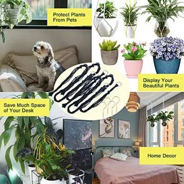 Free-Air Macrame Plant Hangers Indoor Outdoor,41'' Simple Design Flower Pot Hanger,Hanging Planters Holder Basket Handmade Cotton Rope with Hooks for Boho Home Decor-Black||4Pack
