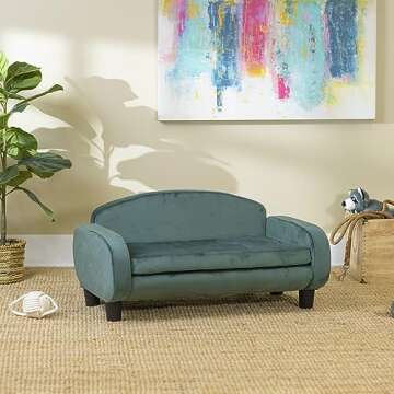 Paws & Purrs Modern Pet Sofa 31.5" Wide Low Back Lounging Bed with Removable Mattress Cover in Espre...