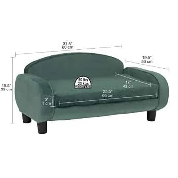 Paws & Purrs Modern Pet Sofa 31.5" Wide Low Back Lounging Bed with Removable Mattress Cover in Espresso/Teal
