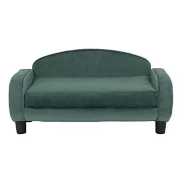 Paws & Purrs Modern Pet Sofa 31.5" Wide Low Back Lounging Bed with Removable Mattress Cover in Espresso/Teal