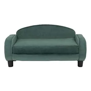 Paws & Purrs Modern Pet Sofa 31.5" Wide Low Back Lounging Bed with Removable Mattress Cover in Espresso/Teal