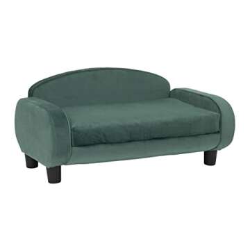 Paws & Purrs Modern Pet Sofa 31.5" Wide Low Back Lounging Bed with Removable Mattress Cover in Espresso/Teal