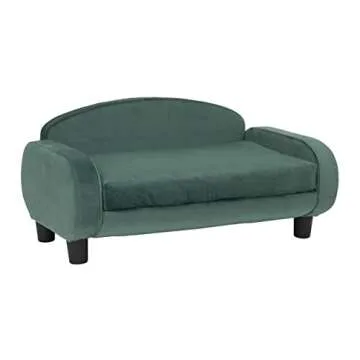 Paws & Purrs Modern Pet Sofa 31.5" Wide Low Back Lounging Bed with Removable Mattress Cover in Espresso/Teal