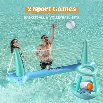 JOYIN Inflatable Pool Floating Set - Volleyball & Basketball