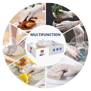 squish Disposable Gloves, 100 Count 4 mil Clear Vinyl Gloves Latex Free Powder-Free Health Gloves Cleaning Rubber Gloves for Kitchen Cooking Cleaning Food Handling, Medium