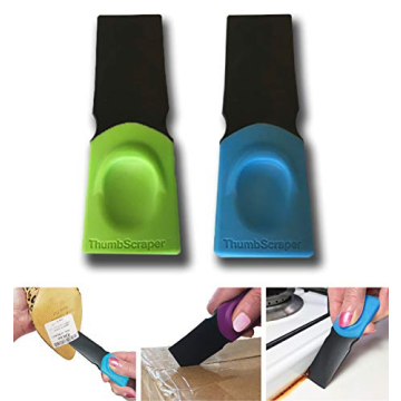 FusionBrands Thumb Scraper Tool, 2 Pack – Save Your Manicure – A Multi-Use Plastic Scraper, Ideal for Removing Price Stickers, Tags, Wax, Grime, Gum and More – Nylon with Non-Slip Grip