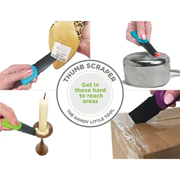 FusionBrands Thumb Scraper Tool, 2 Pack – Save Your Manicure – A Multi-Use Plastic Scraper, Ideal for Removing Price Stickers, Tags, Wax, Grime, Gum and More – Nylon with Non-Slip Grip