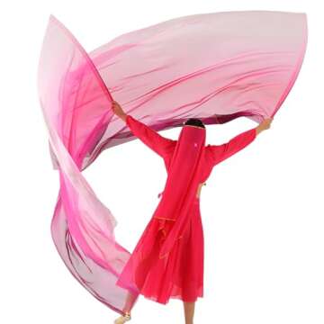 MUNAFIE Praise Dance Square 55x78“ Flags Sets(2 Flags+Sticks) Worship Church Flags Banderas de Danza 4#WHITE-PINK-PURPLE