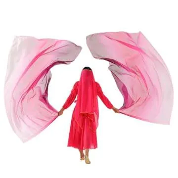 MUNAFIE Praise Dance Square 55x78“ Flags Sets(2 Flags+Sticks) Worship Church Flags Banderas de Danza 4#WHITE-PINK-PURPLE