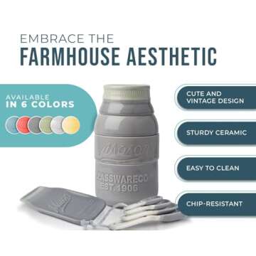 Vintage Mason Jar Kitchenware Set by Comfify - Multi-Piece Kitchen Ceramic Decor Set w/ 4 Measuring ...