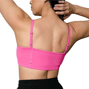 Aoxjox Women's Workout Bandeau Sports Bras Training Fitness Running Yoga Crop Tank Top (Azalea Pink, Medium)