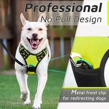 Eagloo Dog Harness Medium Sized Dog, No Pull Service Vest with Reflective Strips and Control Handle, Adjustable and Comfortable for Easy Walking, No Choke Pet Harness with 2 Metal Rings, Green, M