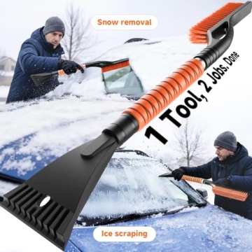 DMJN 27'' Snow Brush and Ice Scrapers for Car Windshield - Ergonomic Design for Easy Winter Usage